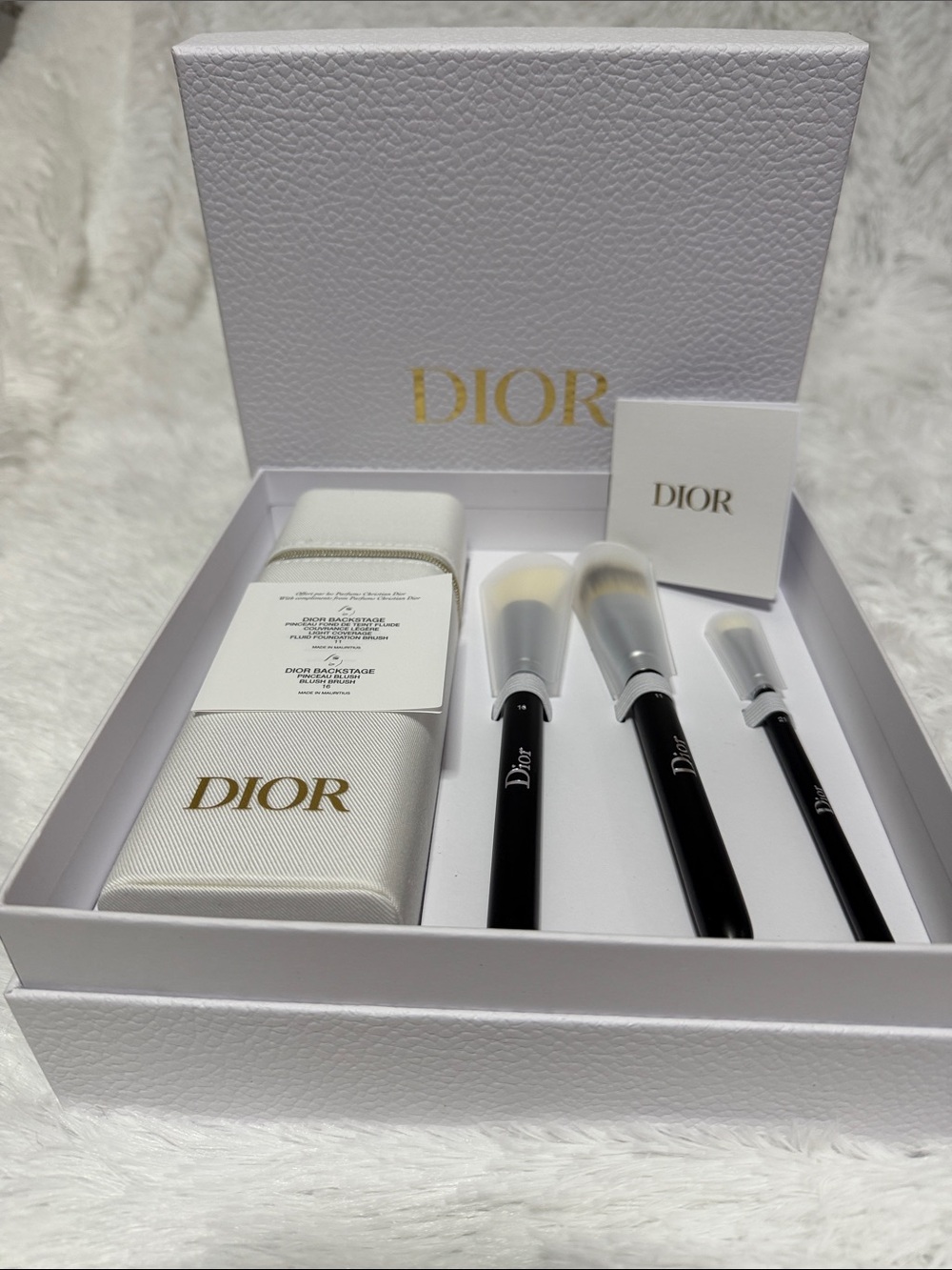 Dior Black & White Brush Set with Gold Logo